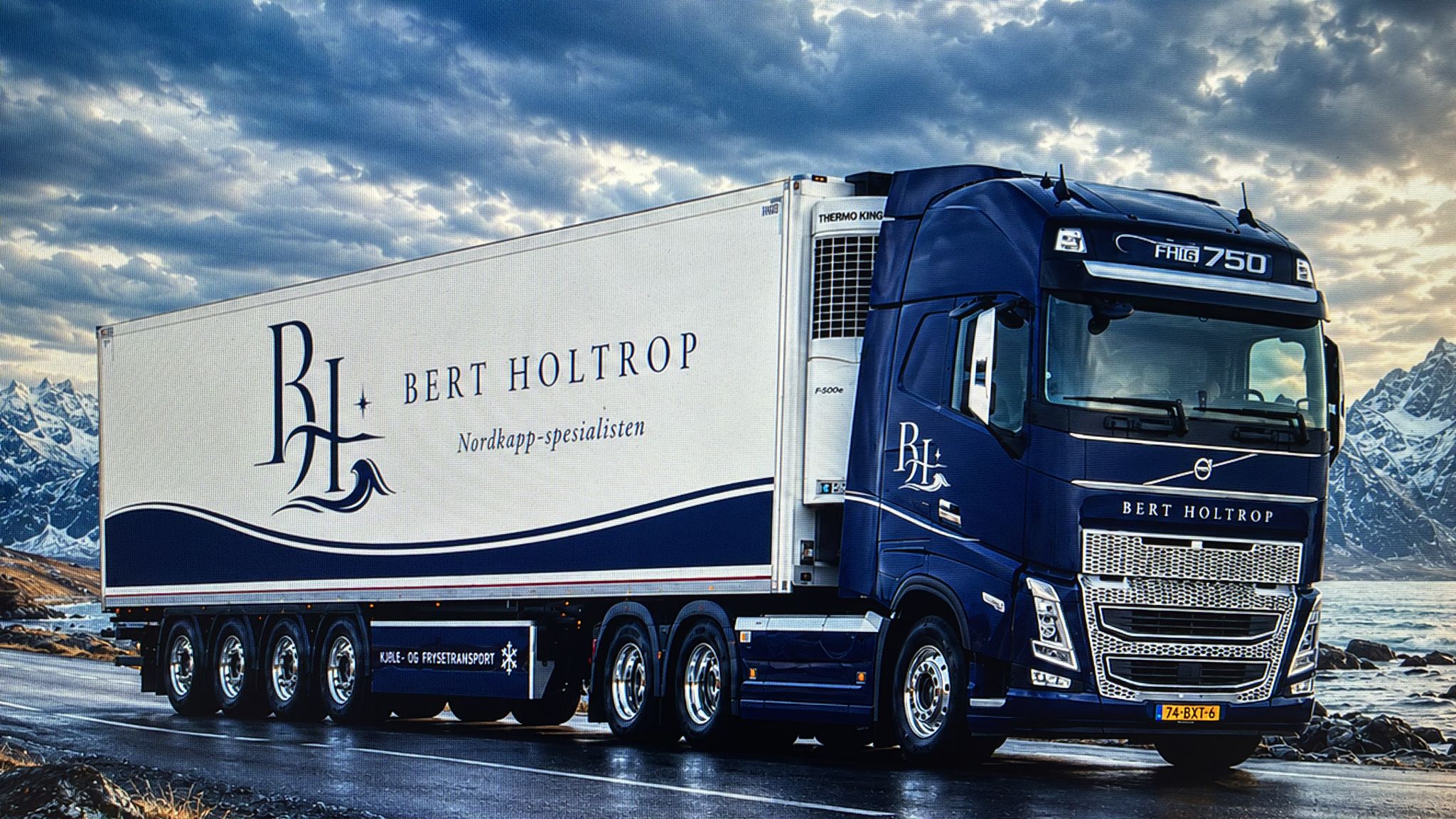Holtrop refrigerated Volvo in a northern mountain landscape
